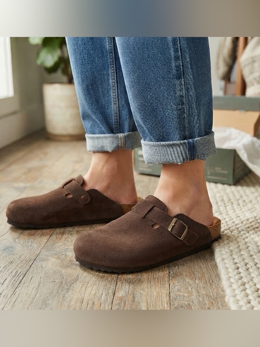 Woodstock Beacon Unisex Brown Suede Slip-On Clog with Buckle - Picture 1 of 4